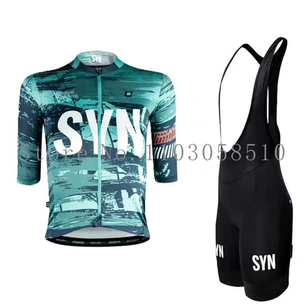 SYN Jersey Men's Bib Sponge Cushion Cycling Suit Set Road Bike Riding Short Ball Jacket Quick Drying Clothes Cycling Shirt