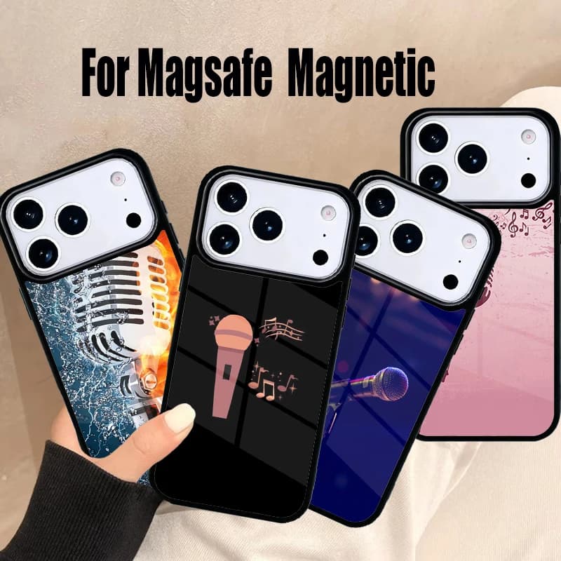 Custodia per telefono Cool Music con microfono per iPhone 17 Air 16e 15 14 13 12 11 Pro Max Plus, Cover Magnetica Wireless Magsafe