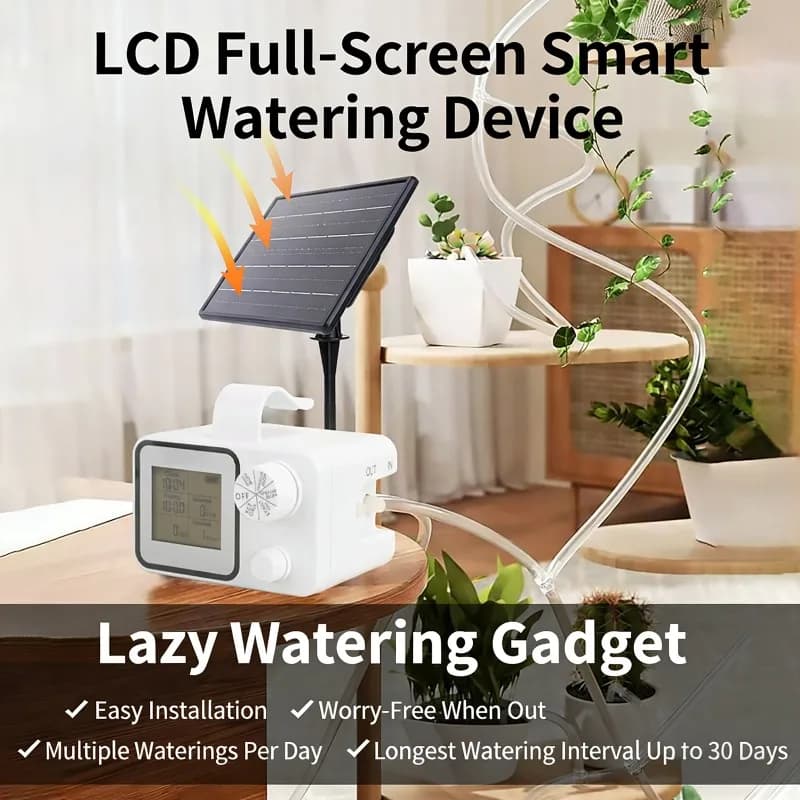 Sistema di Irrigazione da Giardino con Pannello Solare, Schermo LCD, Kit Macchina per Irrigazione con Pannello Solare, Sistema di Irrigazione con Timer Indipendente