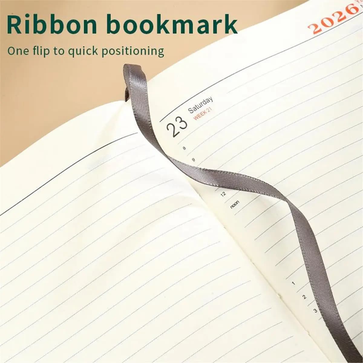 2026 Planner Notebook Blocco note giornaliero Calendario settimanale mensile Planner formato A5 con copertina in ecopelle Calendario Notebook