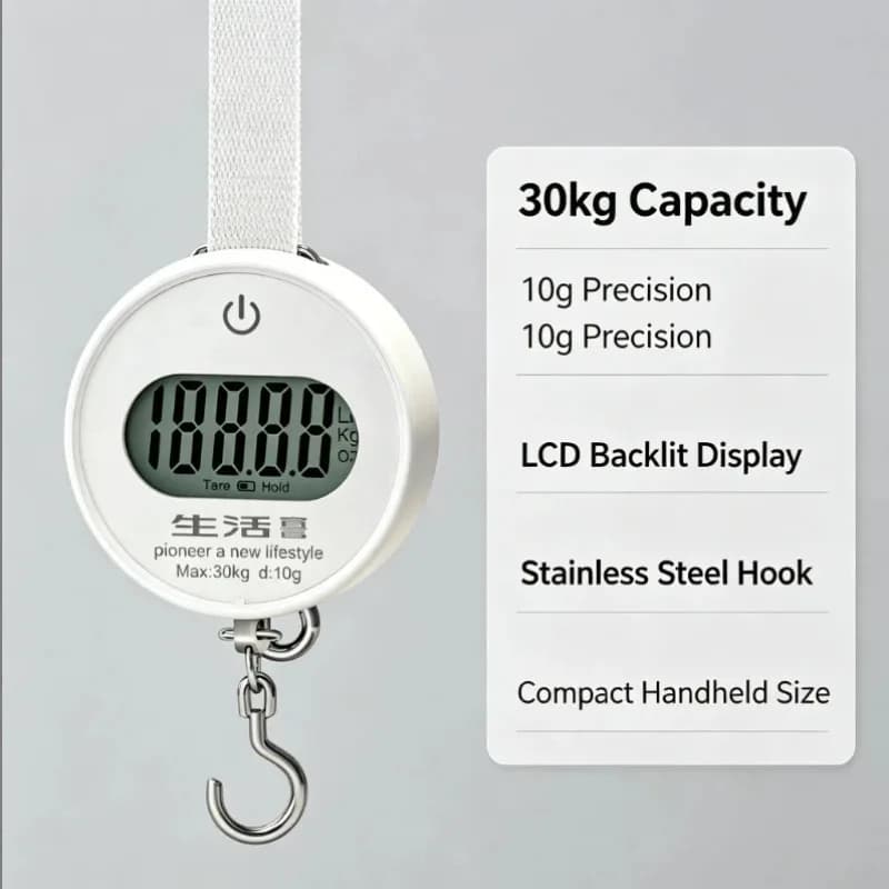 Portable Digital Hanging Luggage Scale LCD Backlit Handheld Weighing Scale Stainless Steel Hook Travel Home Tool