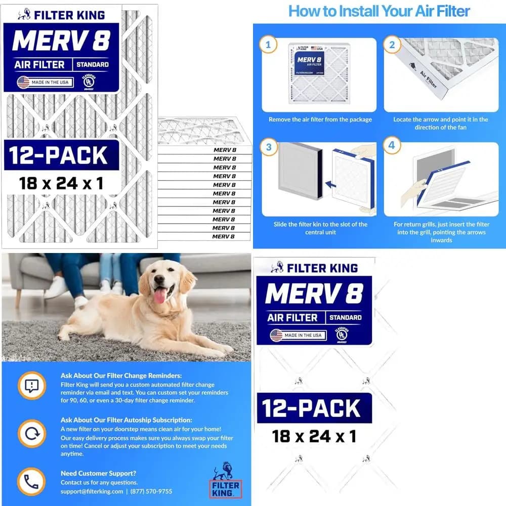 Confezione da 12 Filtri Aria Plissettati MERV 8 17.5x23.5x0.75 - Controllo Polvere e Allergie per Sistemi HVAC