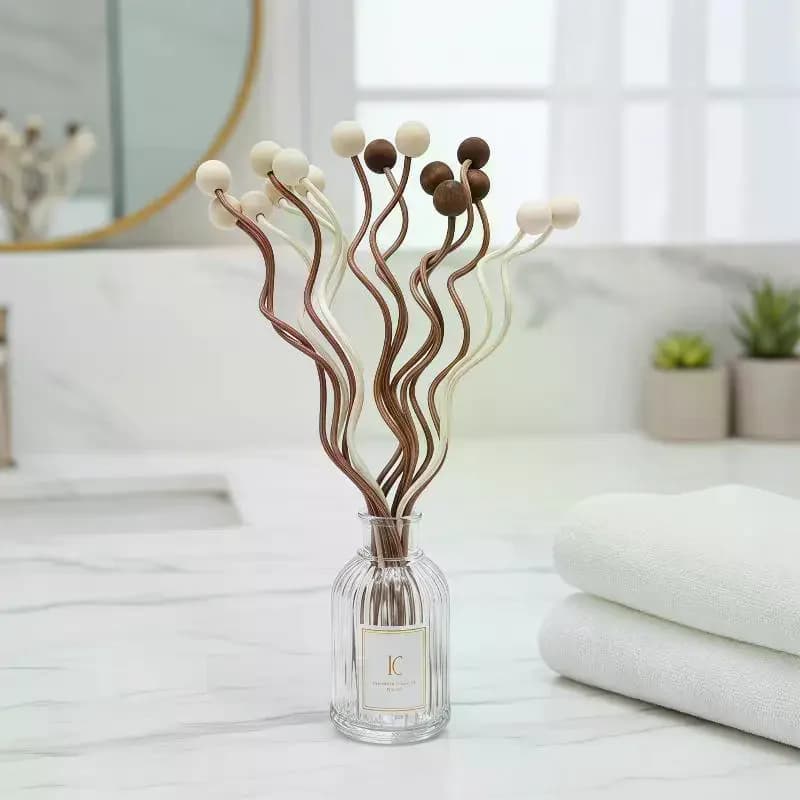 Wave Shaped Wooden Bead Rattan Reed Diffuser Replacement Sticks Home Office Indoor Aromatherapy Fragrance Refill Decor Accessory
