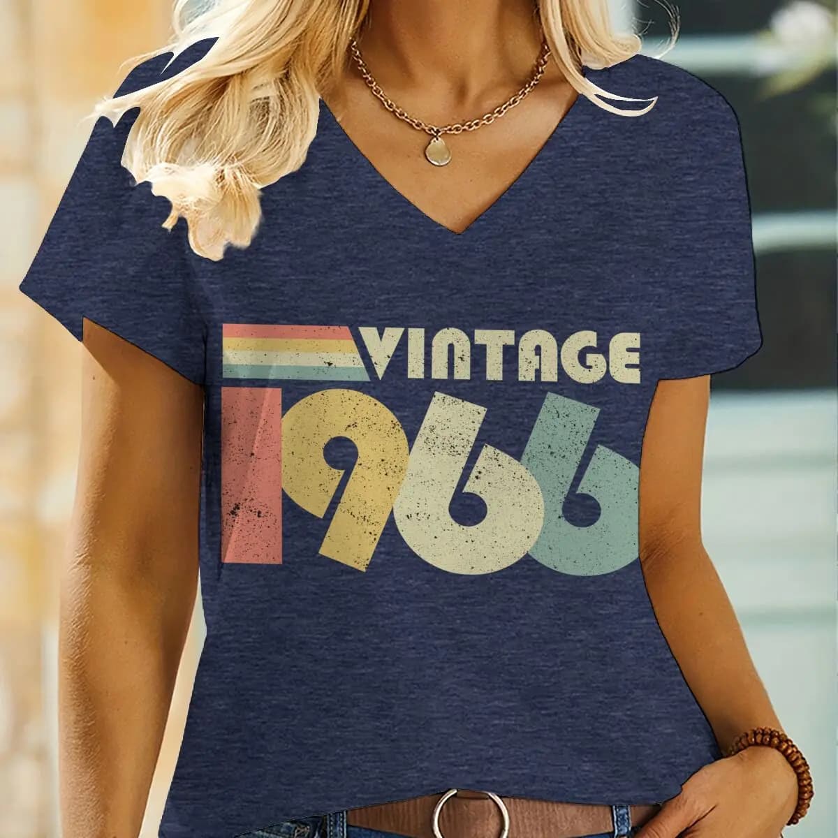 Magliette Creative Vintage 1966 con Grafiche per Uomo e Donna, Regali Classici per Compleanno e Commemorazione, Streetwear, 60 Anni, Scollo a V, T-shirt Unisex