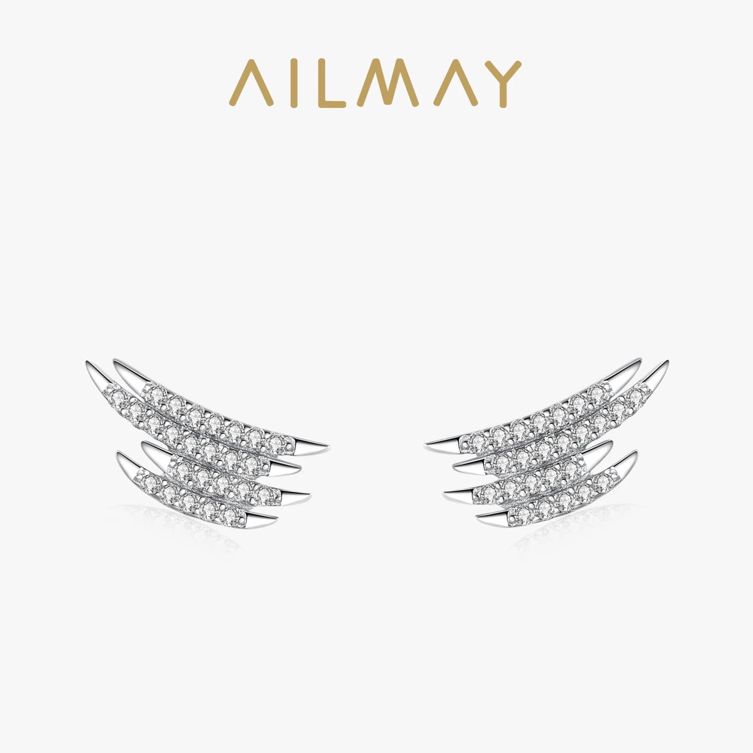 Ailmay genuino argento Sterling 925 scintillante zircone linea geometrica squisita orecchini per le donne gioielli di fidanzamento di nozze