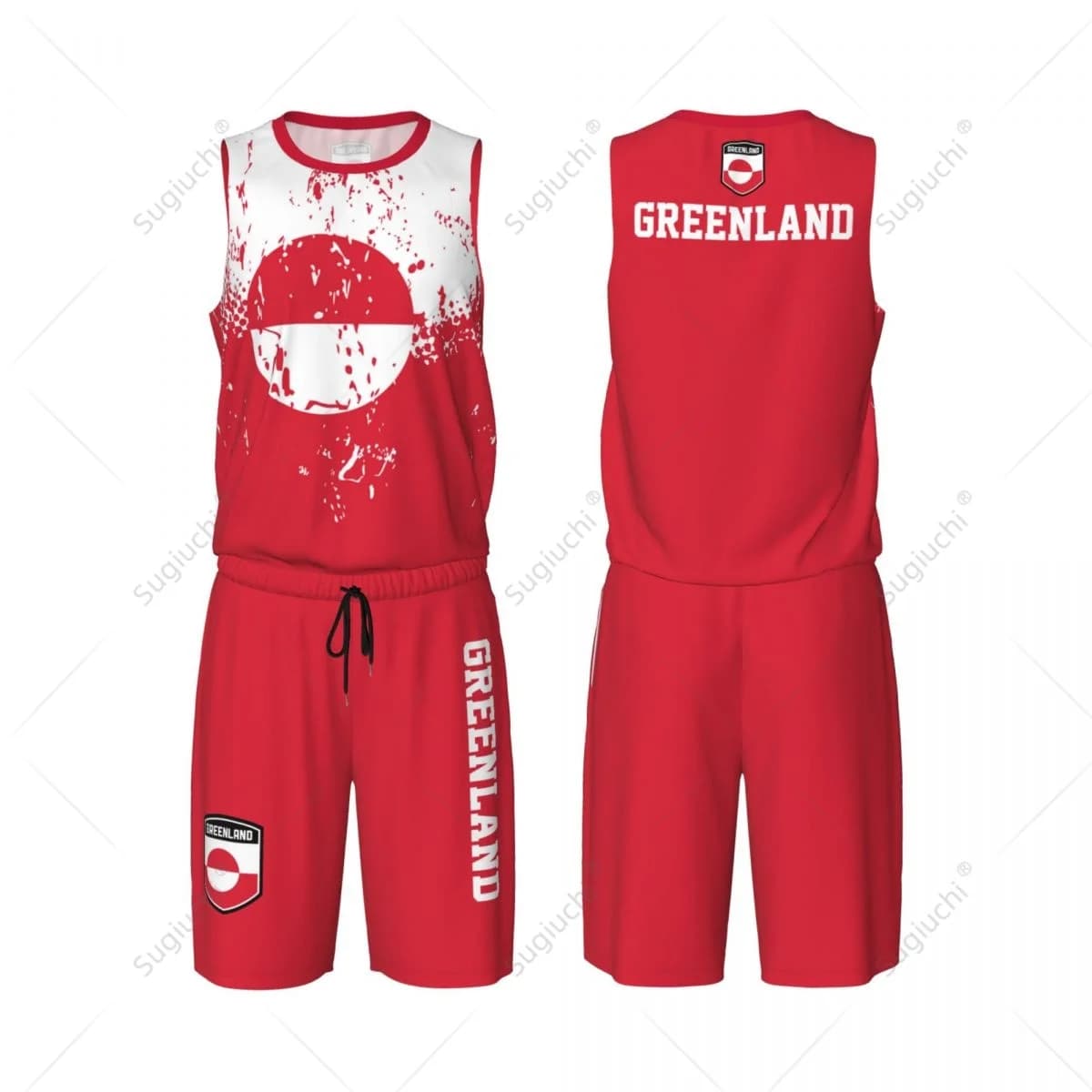 Set da basket da uomo con bandiera della Groenlandia, camicia e pantaloni senza maniche