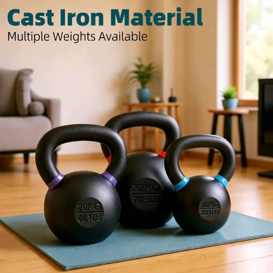 Set di Kettlebell in Ghisa Ecologico da 10kg e 12kg, Attrezzatura da Palestra Unisex per Allenamento Muscolare, Squat e Hip Training