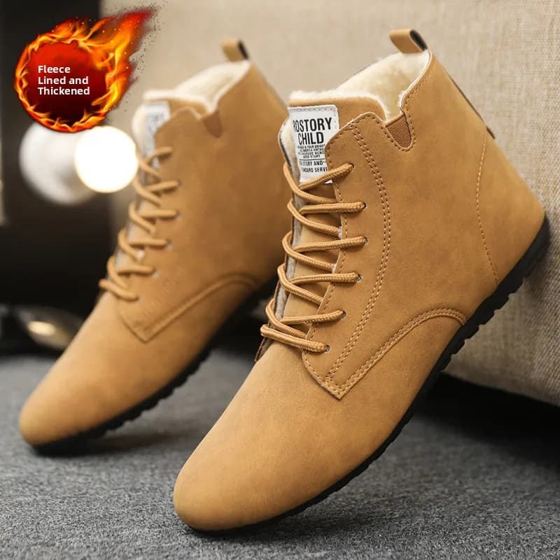 Stivali Casual da Uomo con Fodera in Pile, Leggeri e Antiscivolo, Scarpe Autunno-Inverno alla Moda con Imbottitura in Cotone