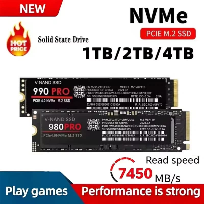 980Pro 990Pro High Speed M2 NVMe PCIe4 SSD1TB Solid State Drive Internal Storage Upgrade For PS5 Gaming Mac Desktop Laptop
