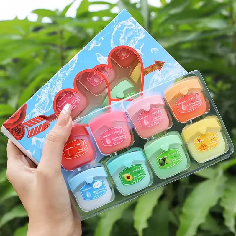 4/6/8 pezzi Set di balsamo per labbra serie frutta Set idratante rinfrescante non appiccicoso maschera per labbra anti-screpolature vaselina per trucco labbra