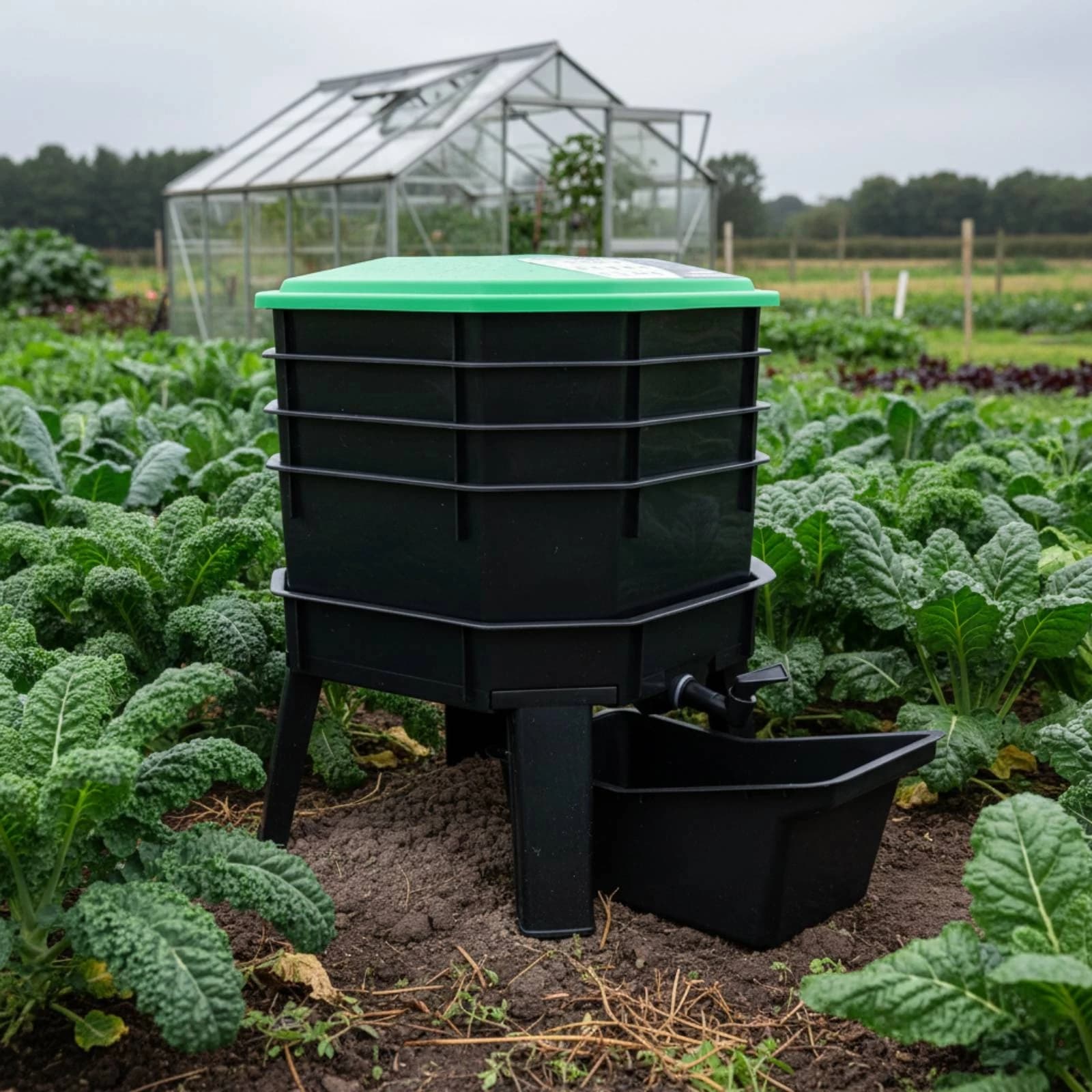 Worm Composting Bin Multi-Layer Stacked Compost Bin Garden Equipment Four Legs Black Plastic for Gardeners, Outdoor