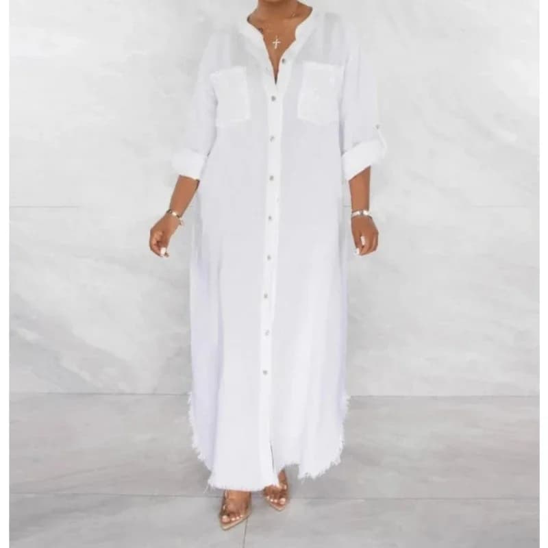 Abiti estivi donna taglie forti pieghe bianche scollo a v abito da ballo senza maniche a vita alta Casual Streetwear abiti eleganti