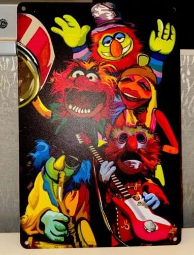 MUPPETS Targa in metallo di latta 12x8 Animale Dr. Teeth; Caos elettrico! Neon Colors Nuovo!-segno in metallo