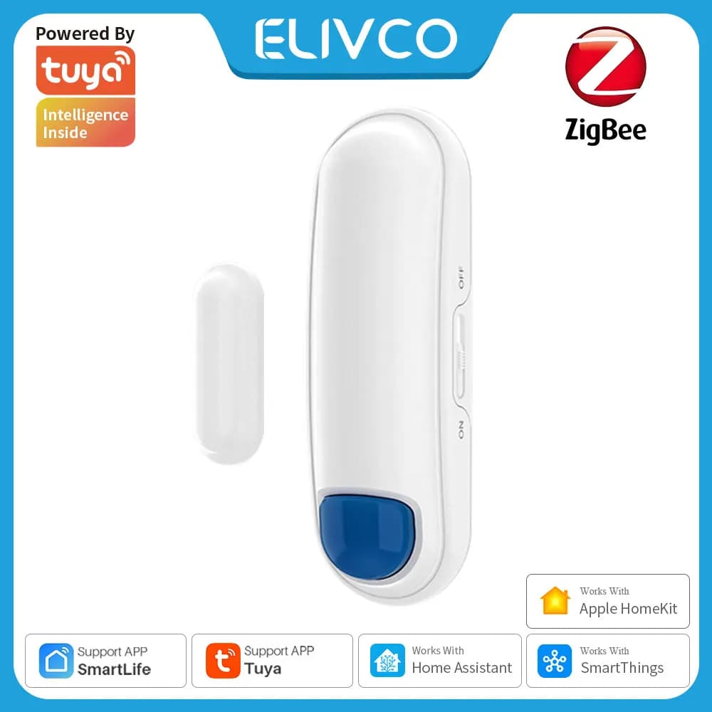 Sensore di Contatto per Porte Tuya ZigBee, Rilevatore di Apertura/Chiusura Porte e Finestre, Controllo Smart Life Compatibile con HomeKit, Alexa, Google Home