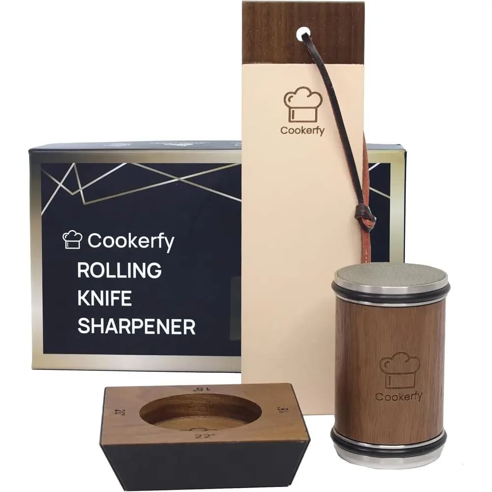 Kitchen sharpeners with 4 Angles and Leather Strip - Sharpening kit with Diamond Discs and Ceramics