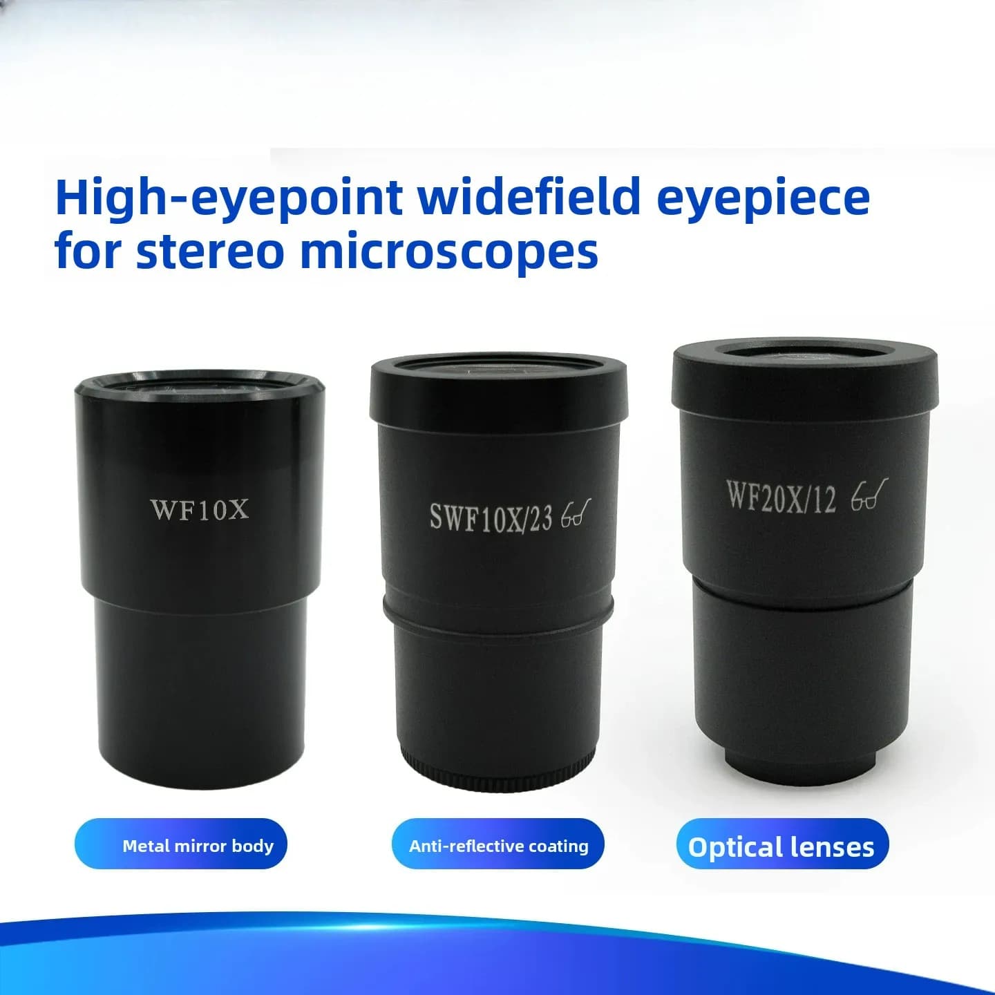 Stereo microscope eyepiece, standard port 30mm large field of view, high eye point ultra-wide angle, general SWF10X/20X