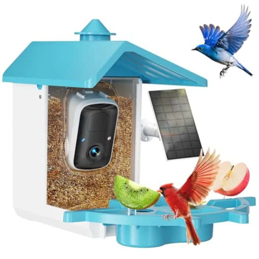Smart Bird Eating with Camera, Solar Energy Powered, WiFi, Volatile AI Recognition, Automatic Capture 2K, App Vicohome