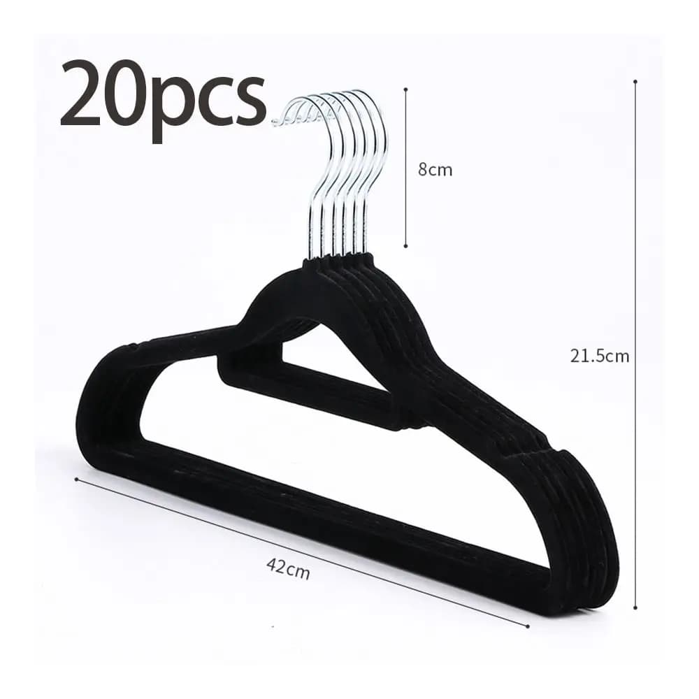 Black Velour Home Use Antiskid Clothes Hanger