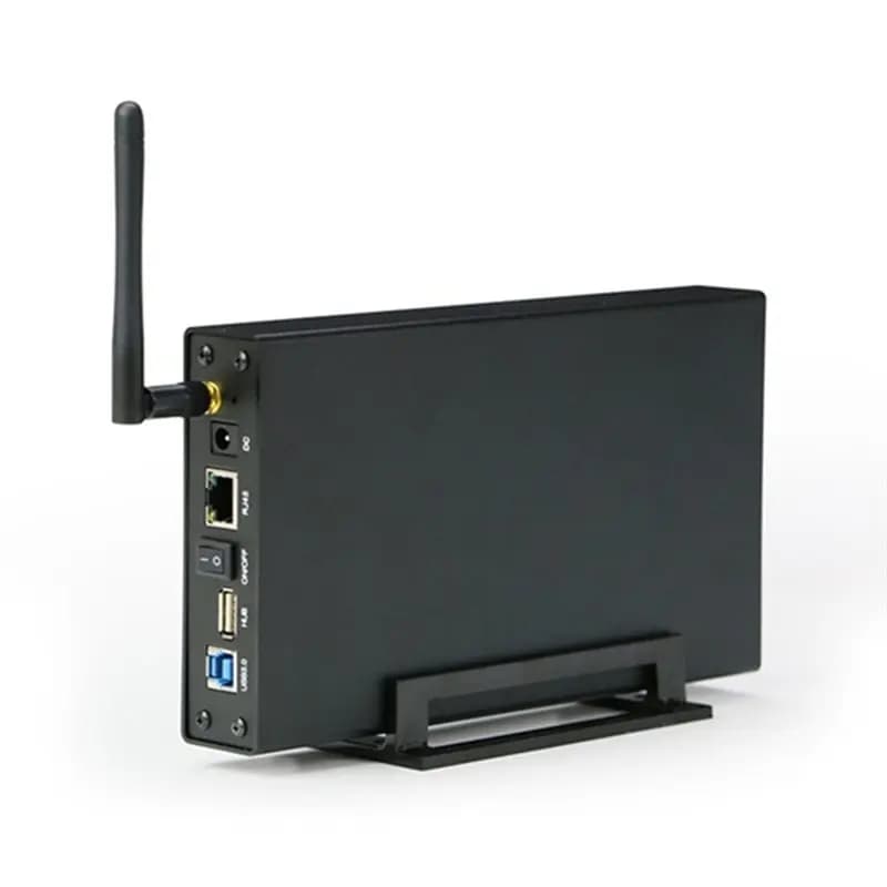 Server NAS A96T per Streaming di Rete, Enclosure Portatile per HDD/SSD da 3.5 pollici, USB 3.0, Ethernet RJ45, per Case, Spina UK