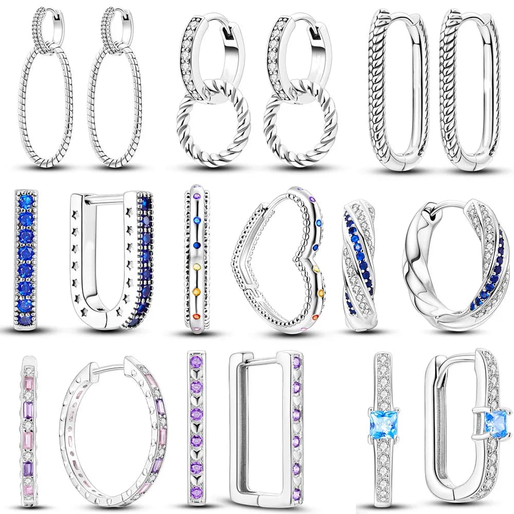 Orecchini a cerchio con zirconi CZ a forma di cuore rotondo placcato argento a U per le donne che fanno gioielli fai da te regalo Dropshipping