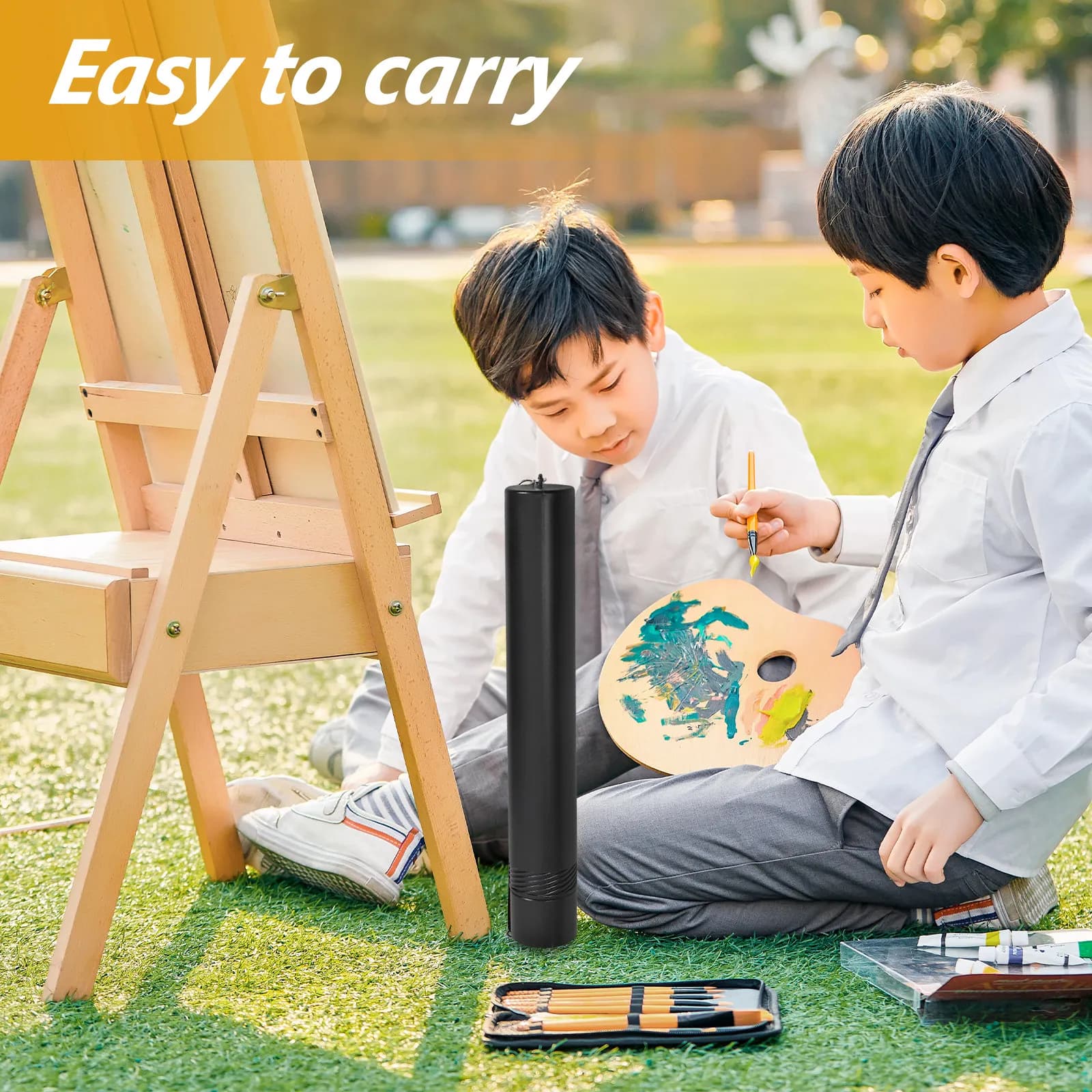 Plastic Telescoping Drawing Tube Expandable 20-35 Inches Black Storage Tube Portable Adjustable Strap Waterproof Blueprint