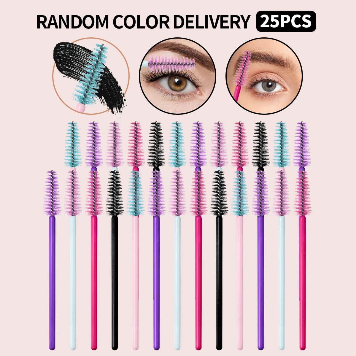 25PCS Disposable Eyelash Brush Wholesale Mascara Applicator Wand Eyes Brows Cosmetic Brushes Extension Cosmetic Make up Tools