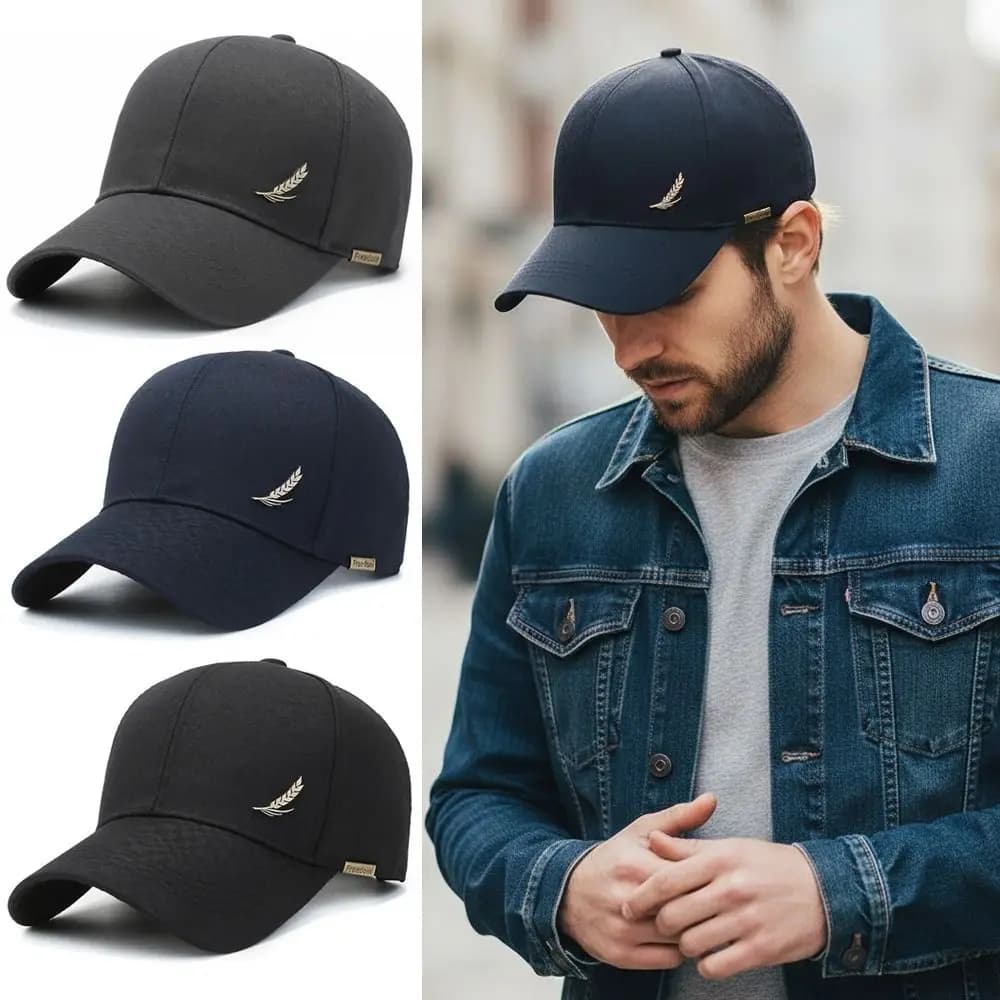 Casual Wheat Ear Copper Label Baseball Cap Visor Cotton Peaked Cap Adjustable Sun Protection Baseball Hats For Man Women Unisex