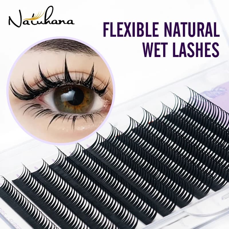 NATUHANA Nuovo 0.07mm Estensione Ciglia Bagnate Manga Wispy Tipo Cosplay Spikes Estensioni Ciglia Volume Premade Ventole Ciglia Forniture