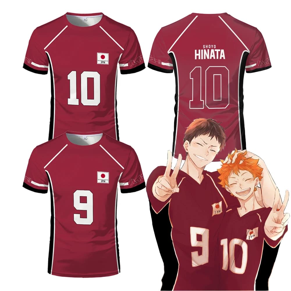 Haikyuu Fukurodani Red Uniform cartoon T-shirt Anime Costume Cosplay Men's T-shirt Karasuno Volleyball Shirt for Boys of High School