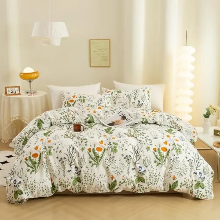 Set Copripiumino 3 Pezzi 100% Cotone Naturale, 1 Copripiumino con Cerniera e 2 Federe, Ultra Morbido e Facile da Pulire, Traspirante