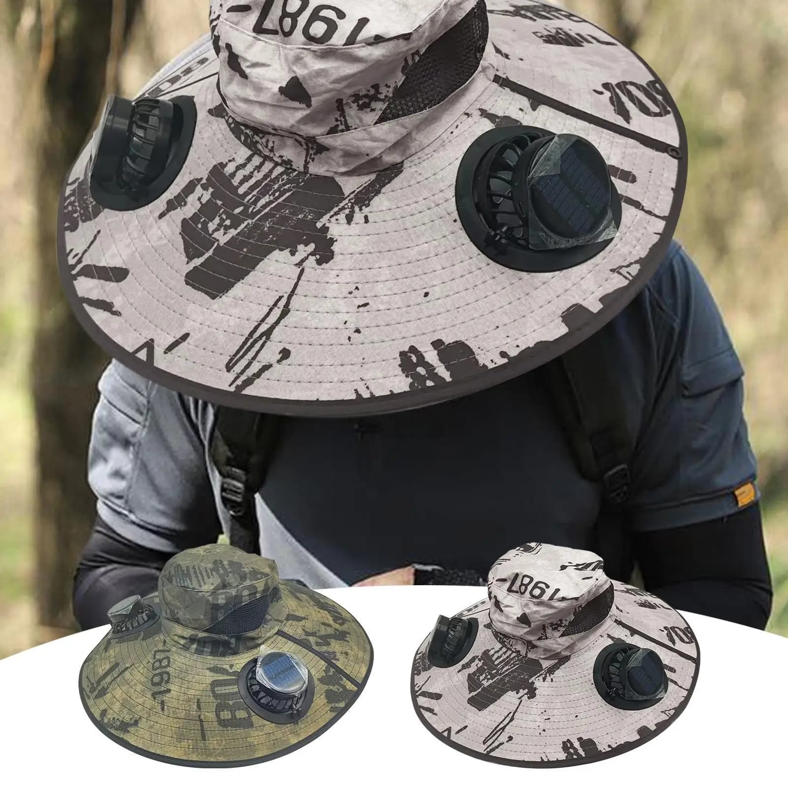 Outdoor UV/Heat Protection Sun Hat Bucket Fishing Hat Summer Wide Brimmed Sun Hat Fishing Hat Fisherman Hat Solar Fan Cap