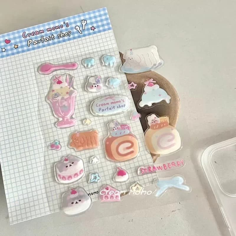 Simpatico cartone animato Sweety Cat Jelly Relief Stickers Ragazza 3D Decalcomania in resina epossidica per custodia del telefono Tablet Fotocamera Decorazione gattino Kawaii