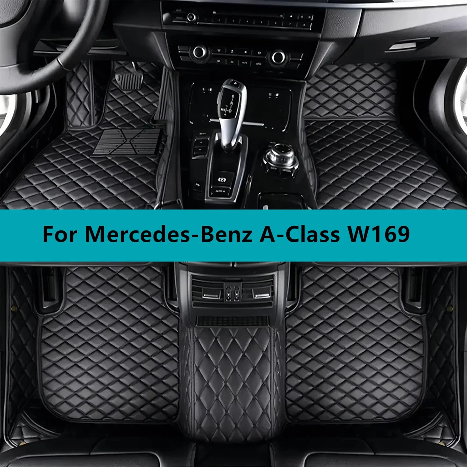 Tappetini per auto per Mercedes-Benz Classe A W169 2008 2009 2010 2011 2012 Set completo Tappetini per auto impermeabili in pelle per tutte le stagioni