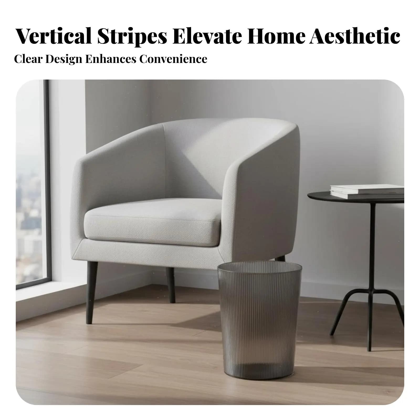 Cestino per Rifiuti a Strisce, Design Lusso Leggero, Cestino Trasparente in Plastica, Cestino Moderno Trasparente per Bagno