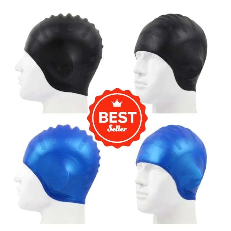 Unisex swim caps with 1 piece ear protection, high visibility silicone, non-straight comfort, water sports, high elasticity, CN swimming training