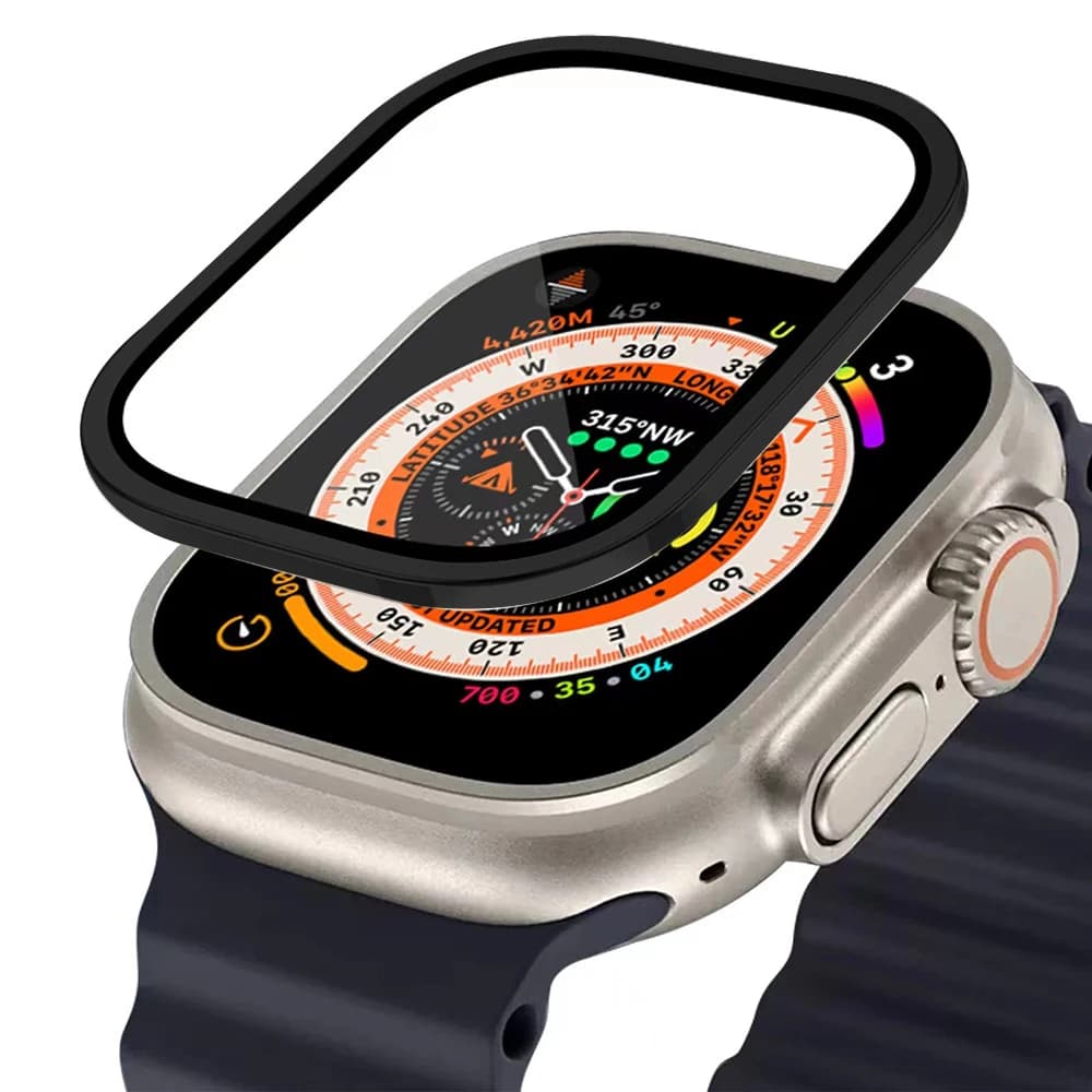 Pellicola in vetro temperato + struttura in metallo per Apple Watch Ultra Series 49mm Proteggi schermo antigraffio per iWatch Ultra 3 2 Accessori
