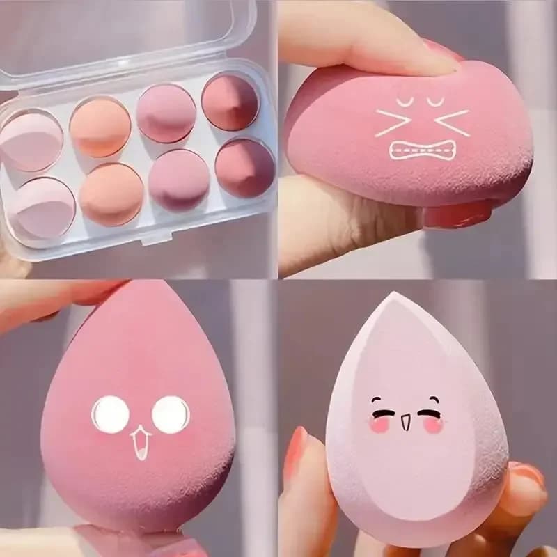 Set di 4 Spugne per Trucco Ombré - Senza Lattice per Fondotinta/Correttore, Spugne a Forma di Uovo per Miscelare Colori Sfumati, Formato da Viaggio