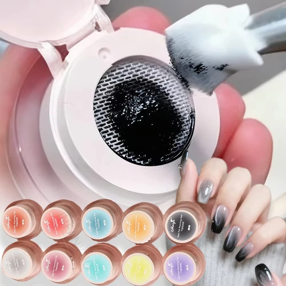 1 barattolo cuscino tappatura smalto gel ombre nero bianco pesca Pat gel smalto per unghie disegno fodera cuscino per unghie francese gel sfumato