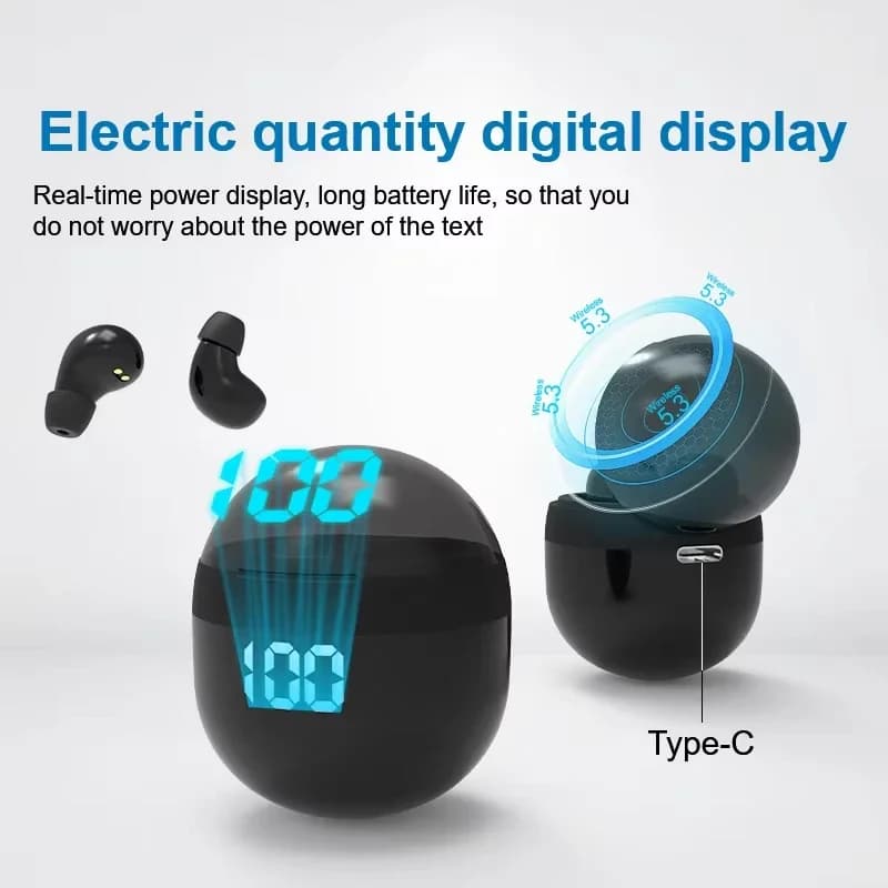 Heavy bass headphones Bluetooth wireless earphones with microphone Sports earphones Noise reduction Mini HD earphones for smartphone