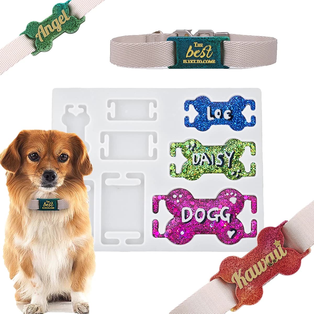 Etichetta identificativa per cani e gatti fai-da-te Stampo in silicone Collana fatta a mano per animali domestici Stampo in resina epossidica Incisione Etichetta con nome Etichetta per cani personalizzata Artigianato personalizzato