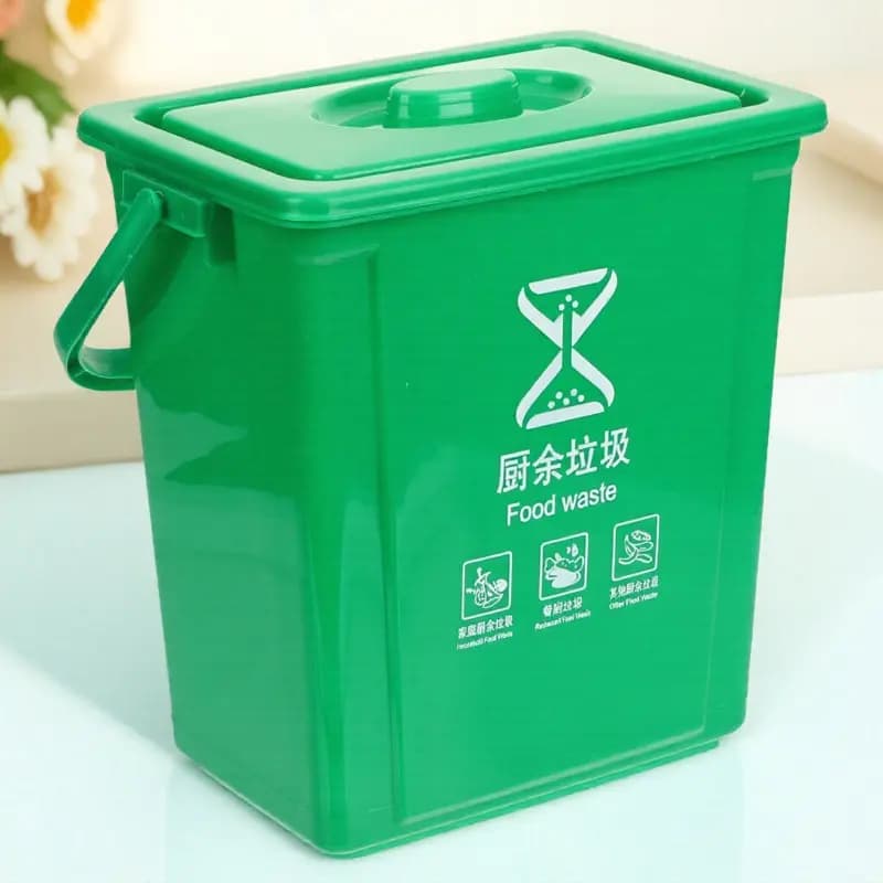 Cestino Quadrato Verde con Coperchio 10L per Cucina Casa Ufficio, Contenitore per Compostaggio Anti-odore, in Plastica Robusta e Affidabile