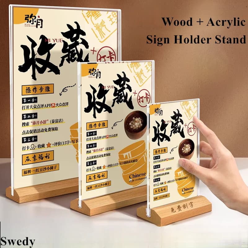 Set of 3 Acrylic A4 210x297mm Acrylic Table Folders, Dining Menu Display, Door-Carte, Photo Frame and Poster