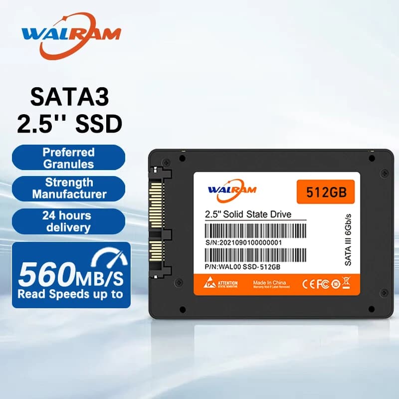 WALRAM 2.5 SATA 3 SSD 512GB 128GB 120GB HDD Laptop Internal SATA3 SSD 1TB Solid State Drive 240GB 256GB Hard Disk For Desktop PC