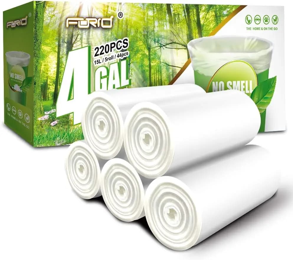 Clear Small Trash Bags 4 Gallon Garbage Bags 220 Count Plastic Wastebasket Liners for Bathroom Bedroom Office