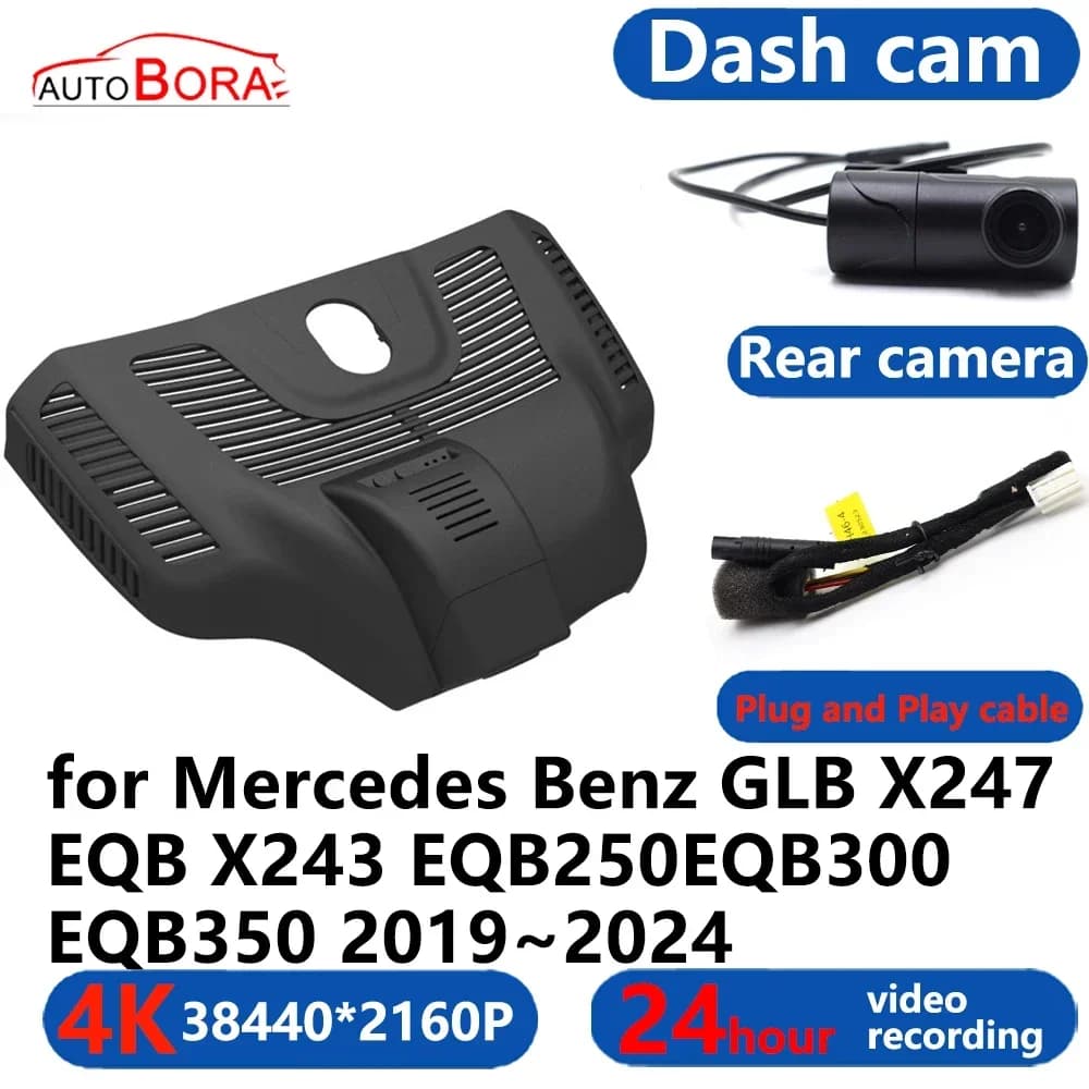 AutoBora 4K Wifi 3840*2160 Car DVR Dash Cam Camera 24H Videos for Mercedes Benz GLB X247 EQB X243 muslimeqb350 2019 ~ 2024