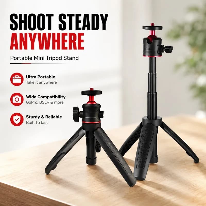 Mini Stabilizzatore Portatile, Treppiede Gimbal Anti-Shake per Telefono e Fotocamera, Supporto Leggero e Compatto per Riprese