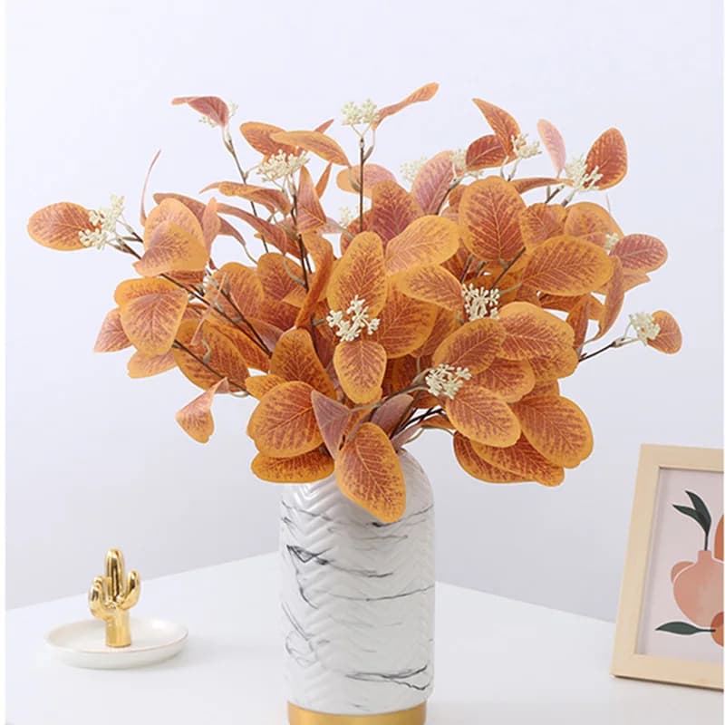 1PCS Silk Artificial Plants Eucalyptus Leaves Branch With Fruit Wedding Home Flower Arrangement Eucalyptus Modern Decor