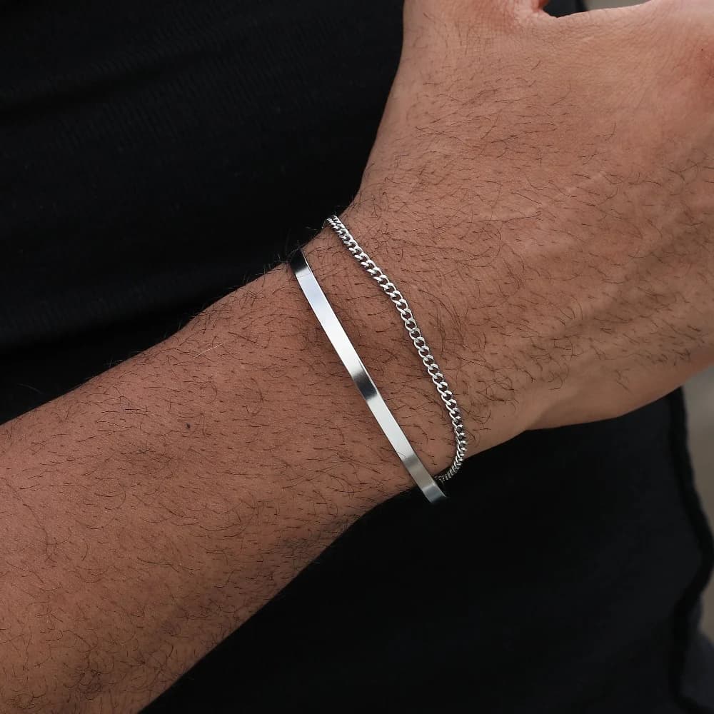 Bracciale a catena cubana in acciaio inossidabile da 3 mm Accessori per gioielli hip-hop da strada da uomo Bracciale aperto regolabile