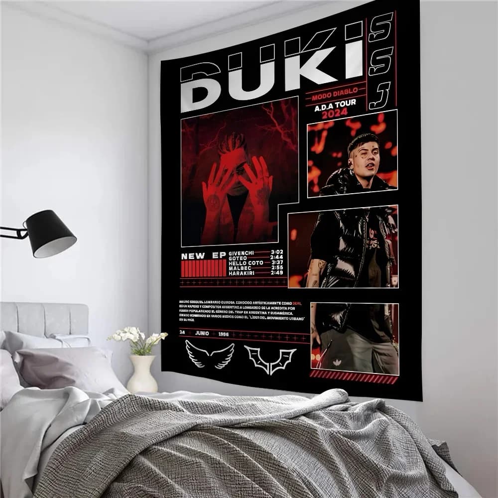 Rapper Duki Cartoon Tapestry Art Science Fiction Room Home Decor Wall Hanging Home Decor