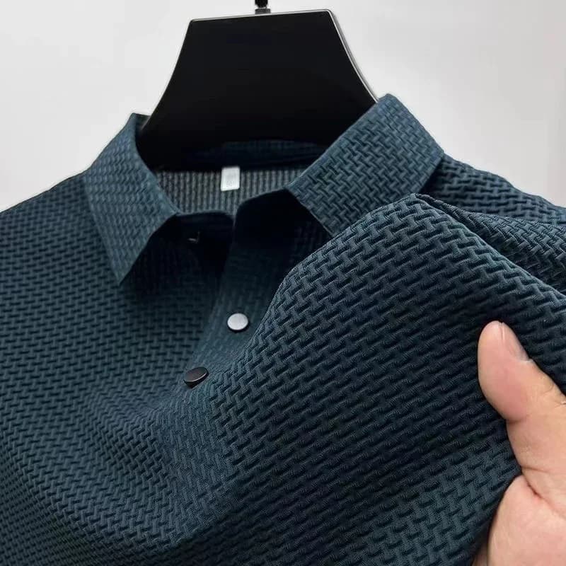 POLO shirt for men new business casual short sleeves with bone flower solid breathable fashion comfortable summer versatile Top